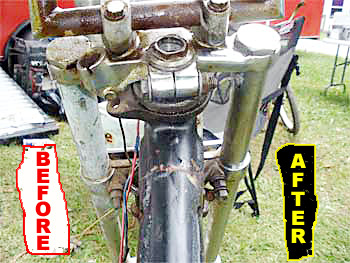 68 Triumph Frame Before and After StrongArm Treatment