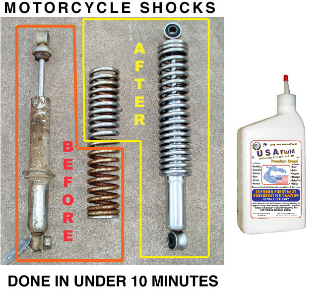 Motorcycle Shocks Chrome Cleanded and Restored within 10 Minutes.