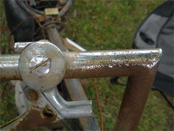68Triumph Fork detail Before StrongArm treatment