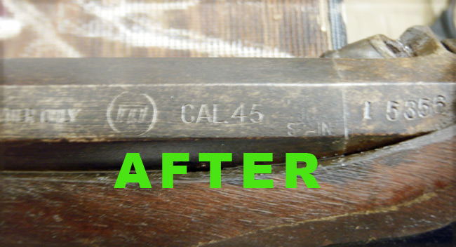 Rifle AFTER StrongArms Treatment with writing visible..
