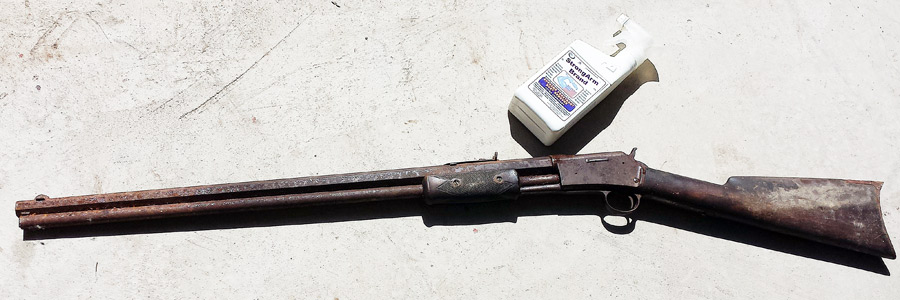 Latting Antique Rifle in Rusted out condition after a century of storage in a basement